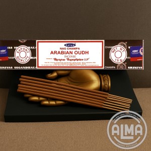 ARABIAN OUDH DE SATYA montaje envato con logo